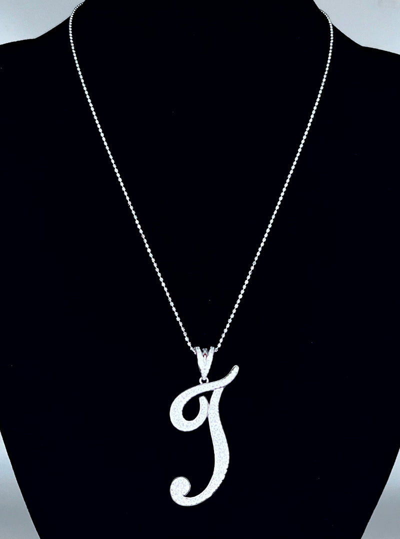 Initial Necklace Sterling Silver - T