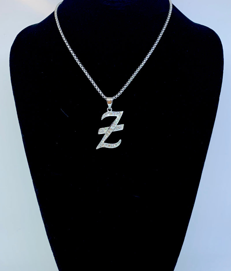 Stainless Steel Silver Initial Necklace - Z