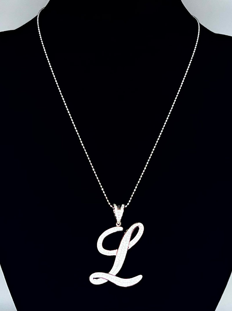 Initial Necklace Sterling Silver - L