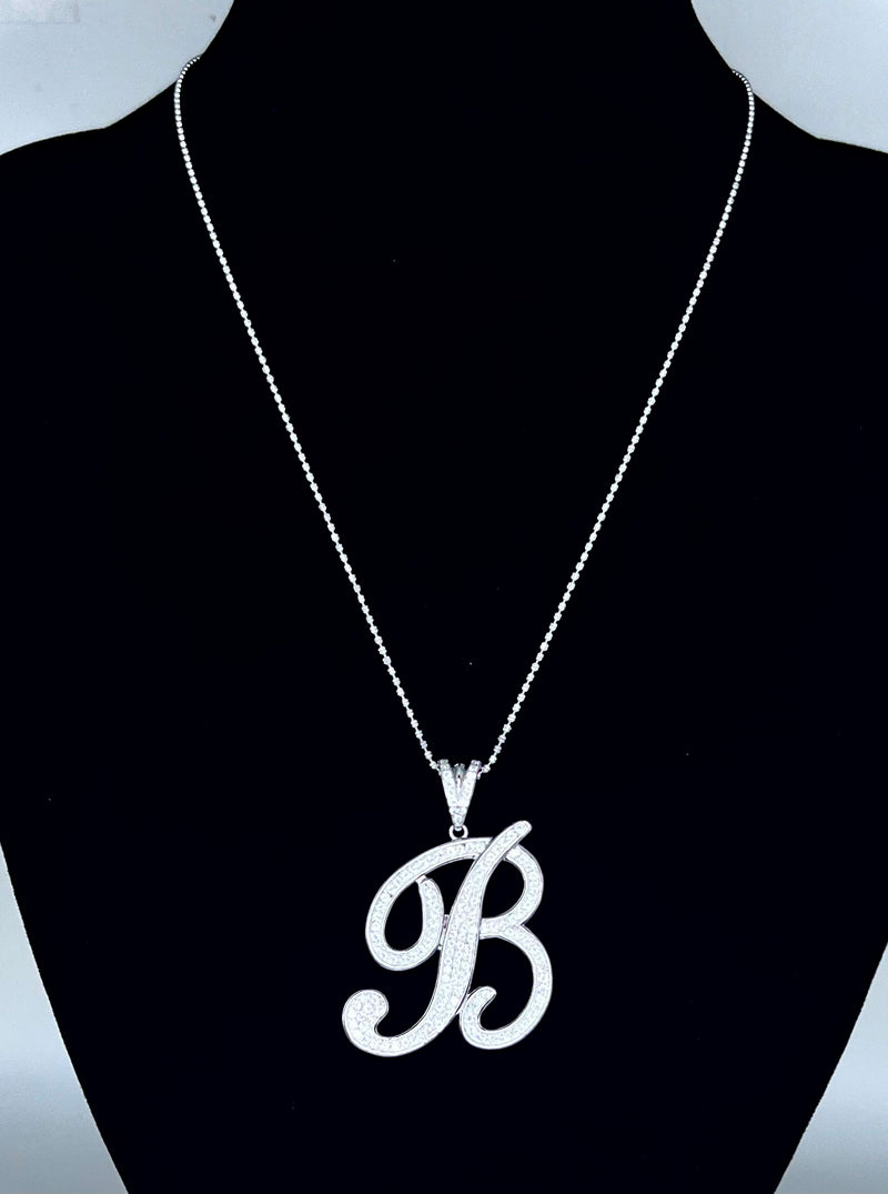 Initial Necklace Sterling Silver - B