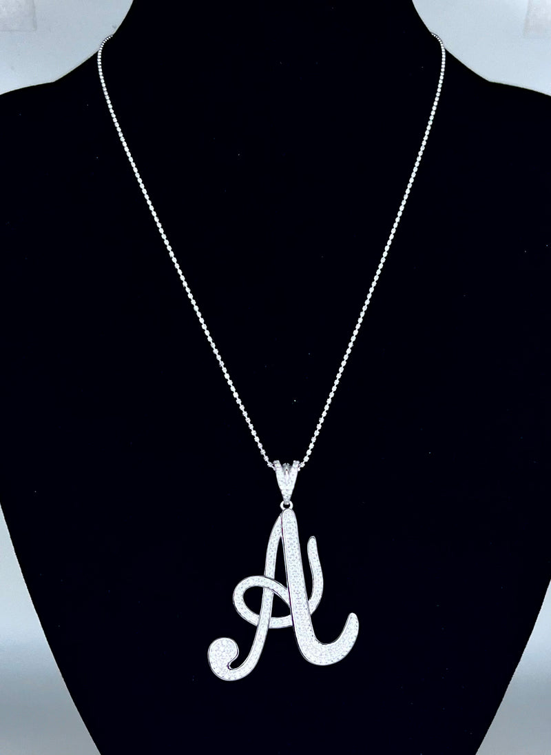 Initial Necklace Sterling Silver - A