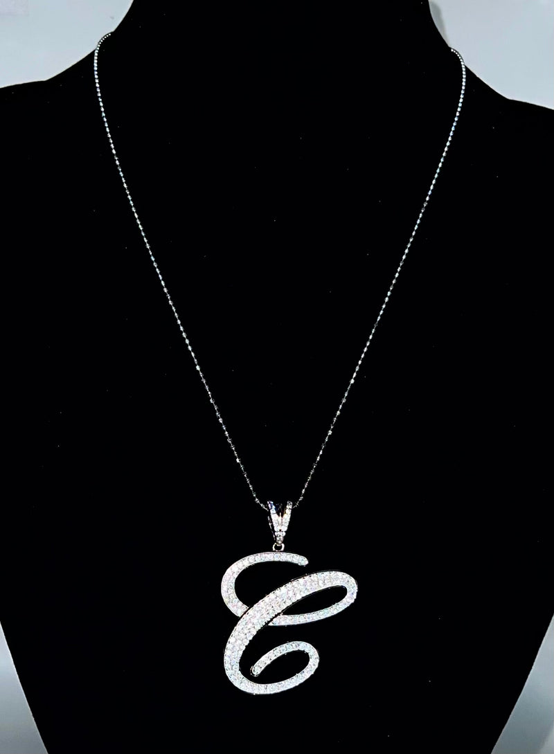 Initial Necklace Sterling Silver - C