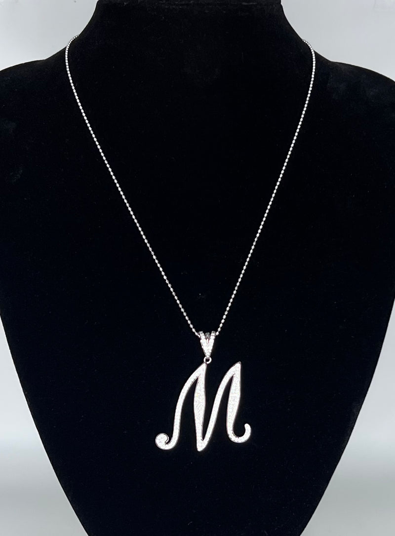 Initial Necklace Sterling Silver - M