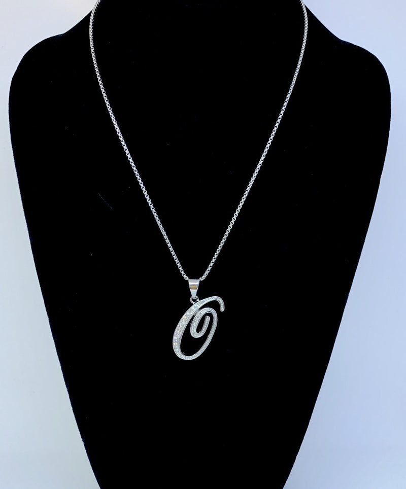 Stainless Steel Silver Initial Necklace - O