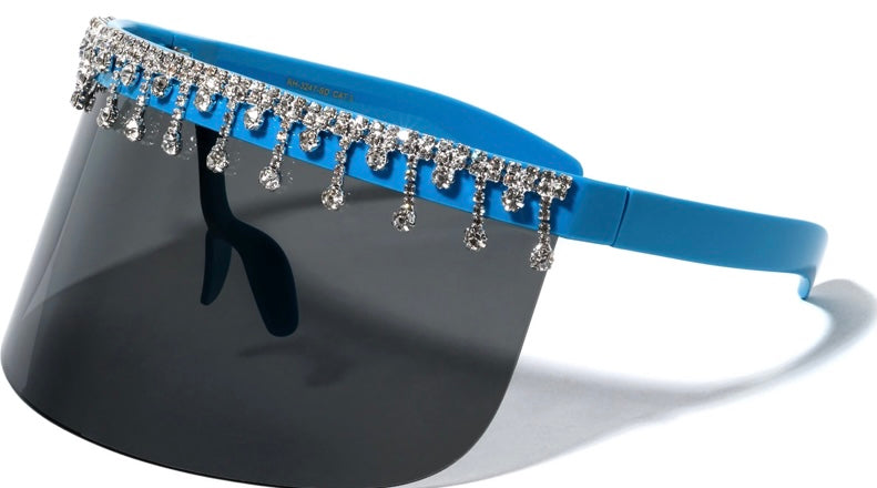 Rhinestone Embellished Visor Sunglasses