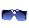 Luxury Designer Square Sunglasses - Navy Blue