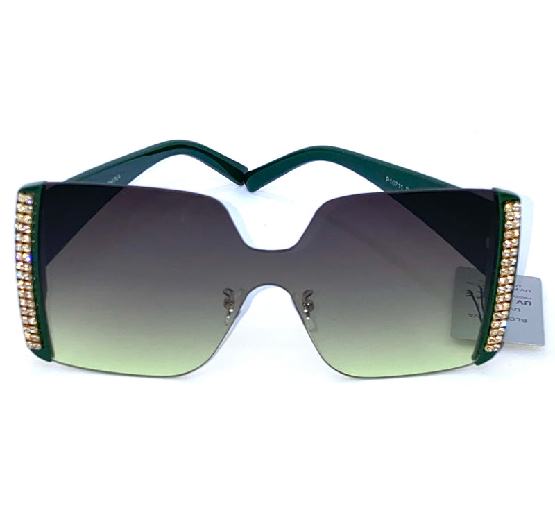 Luxury Designer Square Sunglasses - Green