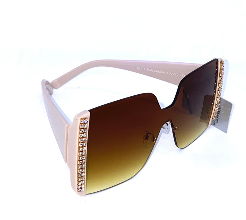 Luxury Designer Square Sunglasses - Creme