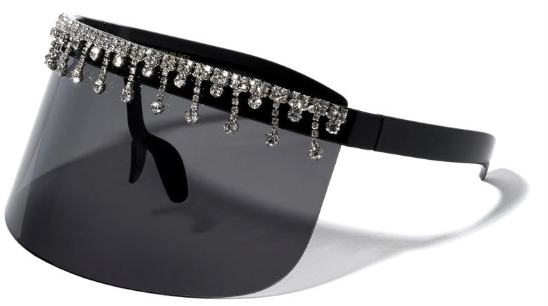 Rhinestone Embellished Visor Sunglasses