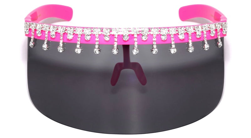 Rhinestone Embellished Visor Sunglasses