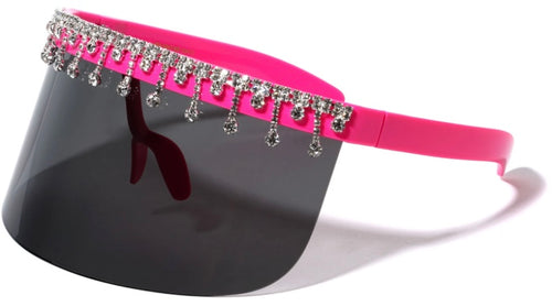 Rhinestone Embellished Visor Sunglasses