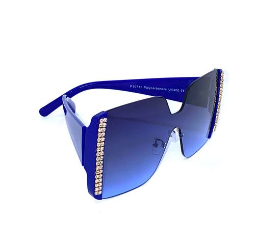 Luxury Designer Square Sunglasses - Navy Blue